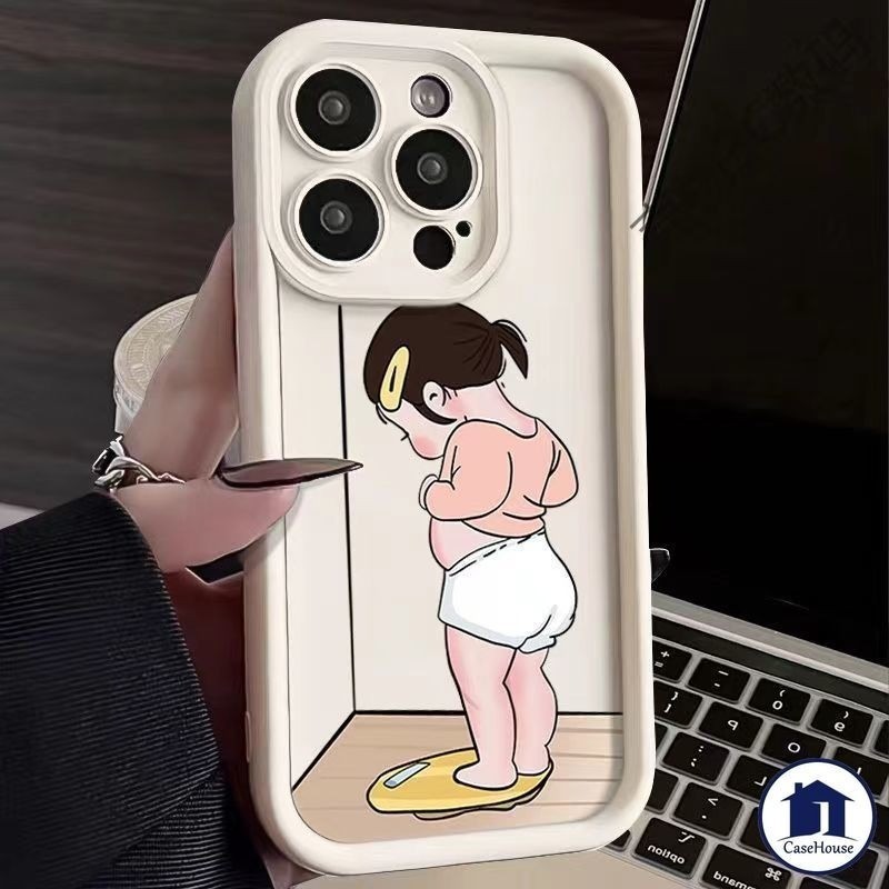 การ์ตูนน่ารักสาวอ้วนนุ่มใช้งานร่วมกับ OPPO A17 A15 A77 A58 A16 A57 A38 A54 A78 A7 A5s A12 A18 Reno 10 8T A17K A3s A53 A9