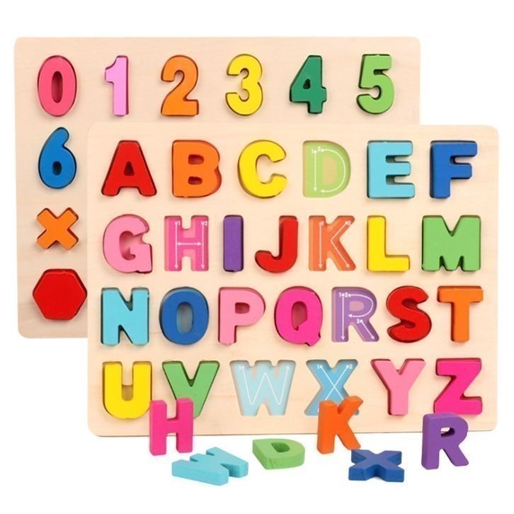 สต็อคไทย ❤️ ของเล่นไม้ ของเล่นเด็ก กระดานบล๊อคและตัวอักษรไม้ ABC-123 เสริมพัฒนาการ เรียนรู้ภาษาอังกฤษ ตัวอักษรไม้