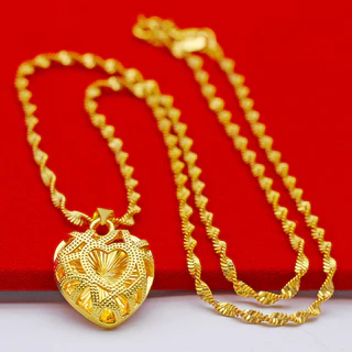 916 เกาหลีชุบทองจี ้ สร ้ อยคอผู ้ หญิงพีชหัวใจจี ้ ดอกไม ้ Hollow Water Droplet Clavicle Chain