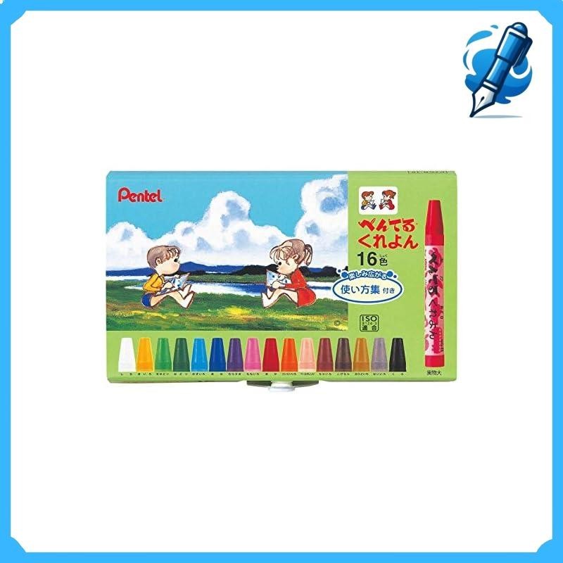 JapanPentel Crayon PTCR-16 16-color set includes usage instructions.