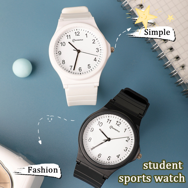 นาฬิกาอิเล็กทรอนิกส์ควอตซ์สำหรับเด็กผู้หญิงควอตซ์นาฬิกานักเรียนแฟชั่นที่เรียบง่ายประเภทตัวชี้นาฬิกาสปอร์ตนาฬิกาคู่