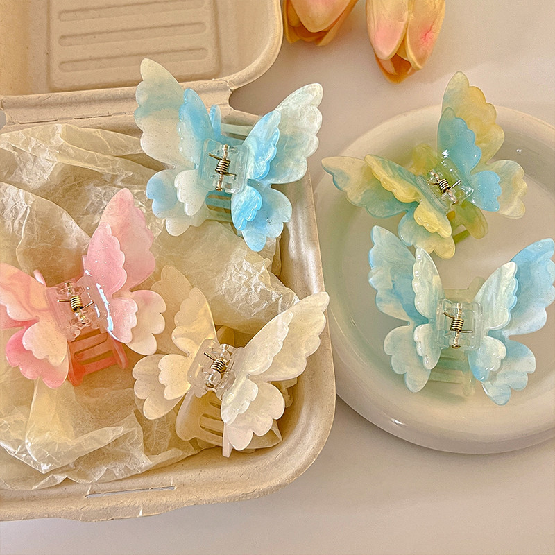 คลิปผีเสื ้ ออะซิติกสีหญิงฤดูร ้ อน Super Fairy ครึ ่ งผม Shark คลิปผมเกาหลี Headdress