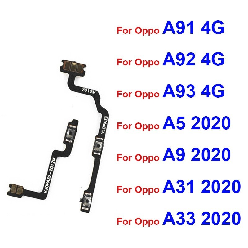 Power Volume Flex Cable สําหรับ OPPO A5 A9 A31 A33 A91 A92 A93 2020 4G บนปุ่มปิด Voulme ด้านข้างสวิทช์ Flex Cable
