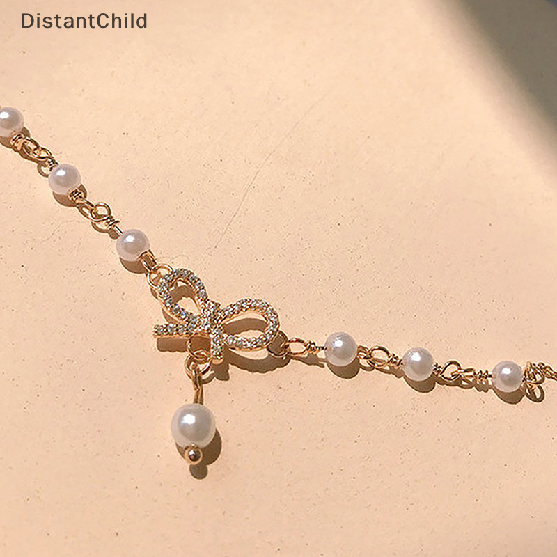 Dsth สไตล์เกาหลีหวานน่ารัก Bows Pearls สร้อยข้อมือคุณภาพสูงแฟชั่นสร้อยข้อมือลูกปัดสําหรับผู้หญิงอินเทรนด์เครื่องประดับของขวัญ DSS