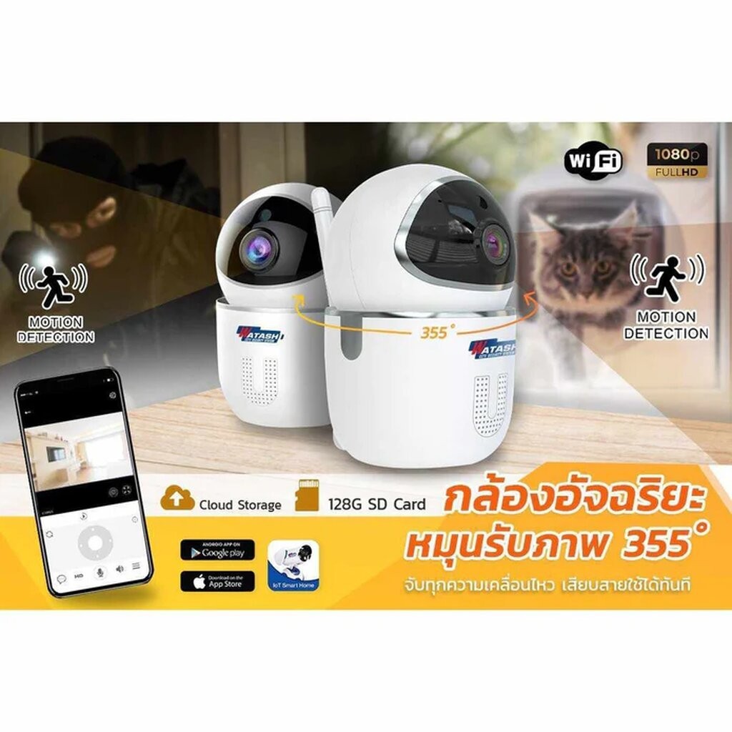 กล้องวงจรปิด WIFI มีไมค์และลำโพงในตัวพูดตอบโต้ได้ Indoor หมุนได้ Watashi รุ่น WIOT1010