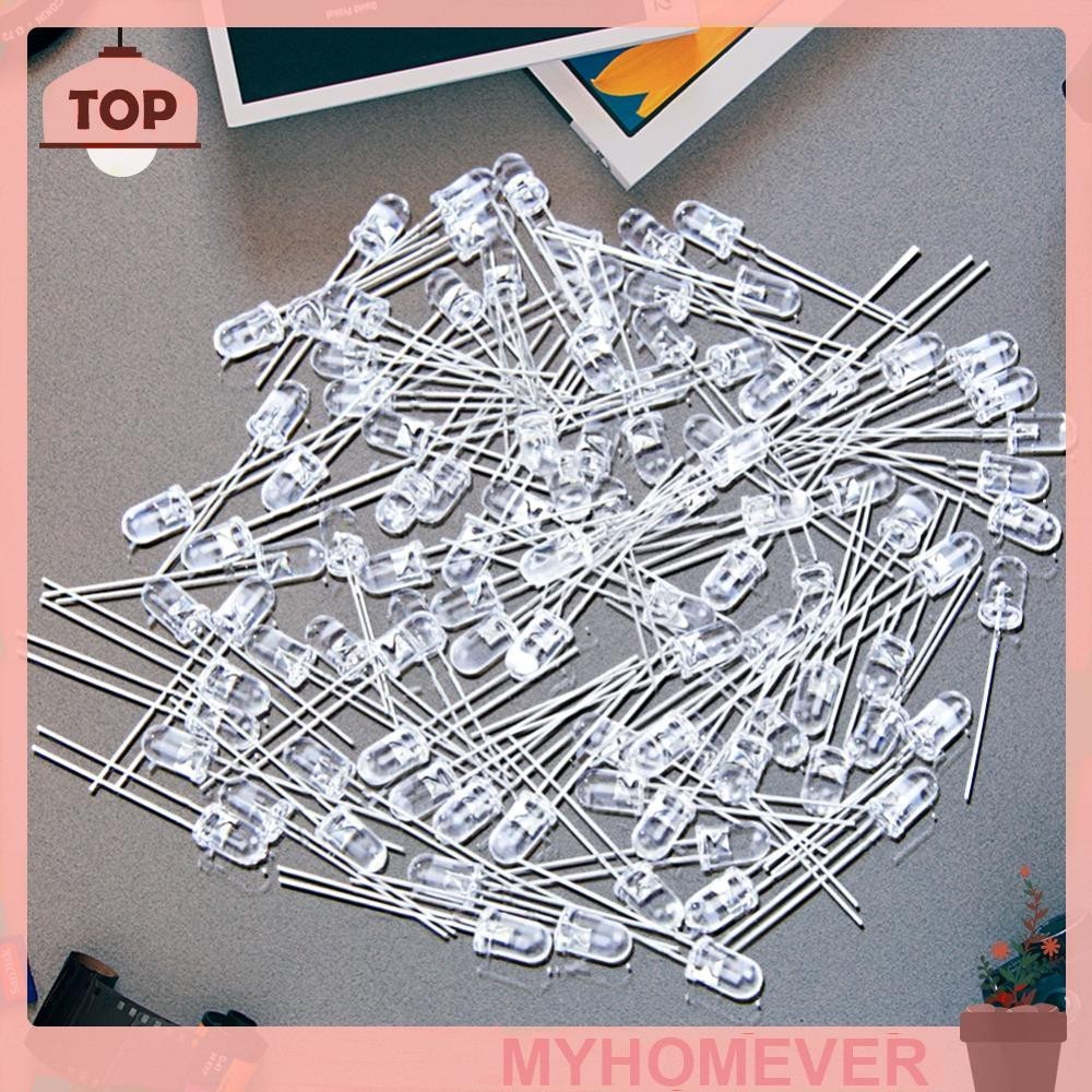 100 ชิ ้ น 5 มิลลิเมตรสีขาว Ultra-Bright หลอดไฟ LED ไดโอดเปล ่ ง 15000MCD [myhomever.th ]