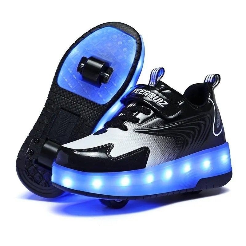 [สต๊อกพร้อม] รองเท้า Heelys Roller Blades Kick Roller Shoes รองเท้าผ้าใบสองล้อดูชายและหญิงสูงและหดตั