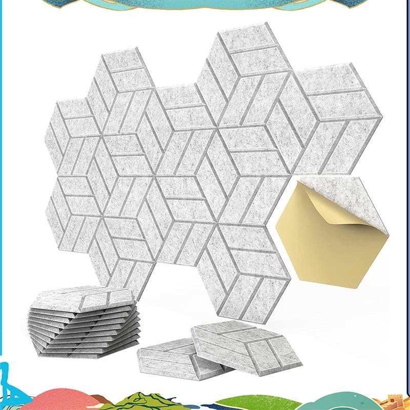 12 แพ ็ ค Self-Adhesive Acoustic Panels,Hexagon Sound Proofing Padding สําหรับผนังใช ้ สําหรับสตูดิโอ gjxqnjjjj