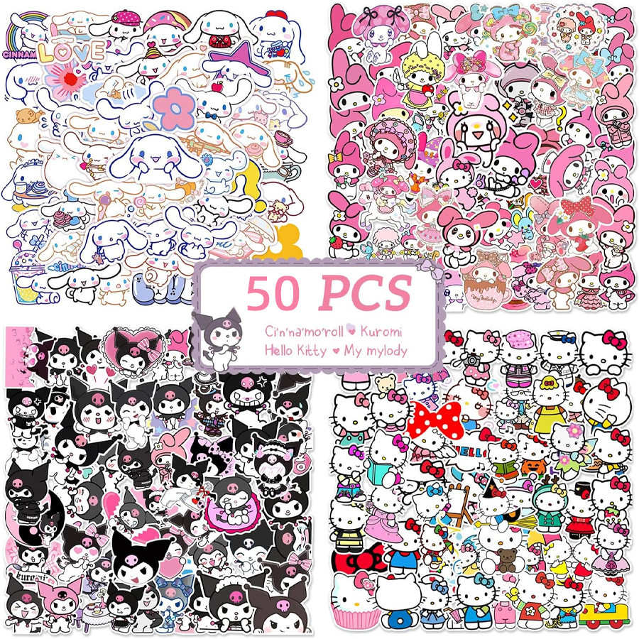 50 ชิ้นสติกเกอร์น่ารัก Cinnamoroll Kuromi My Melody สติกเกอร์สําหรับแล็ปท็อปเคสโทรศัพท์สาว My Melody อะนิเมะสติกเกอร์ของเล่นเด็ก