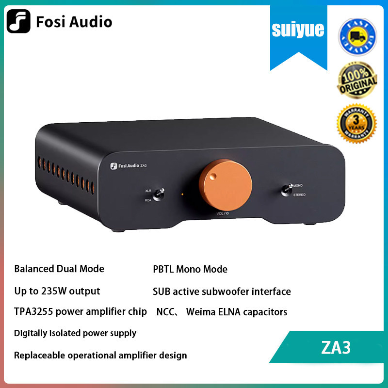Fosi Audio ZA3 Balanced เครื ่ องขยายเสียงสเตอริโอ Home Audio 2CH Mono Amp พร ้ อมชิป TPA3255