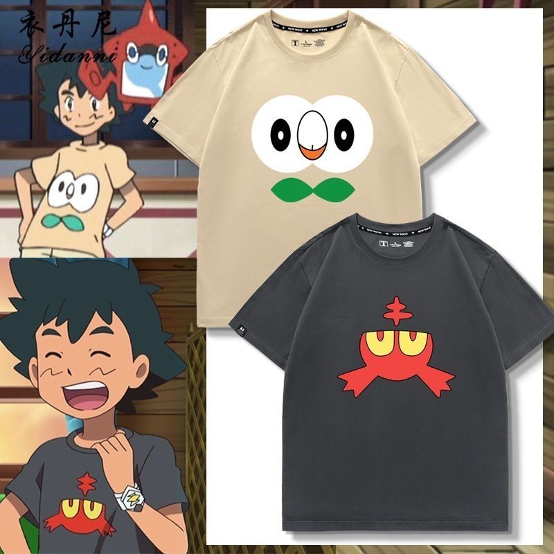 (🔥เสื้อยืดพิมพ์ลาย🔥)เสื้อยืดแขนห้าส่วน ผ้าฝ้ายแท้ พิมพ์ลาย Pokemon Pokémon Mumu Owl Bird Fire Spot Meow Xiaozhi แฟชั่น