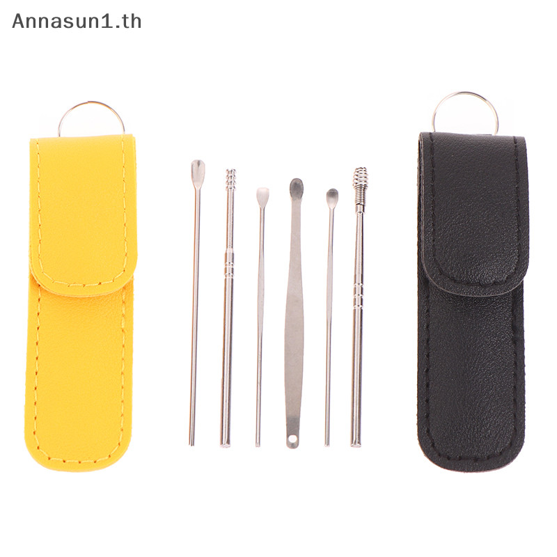 Annasun สแตนเลส Earpick ทําความสะอาดหูช้อน Ear Pick Ear Wax Removal ชุดเครื่องมือหูช้อน Care สําหรับทารกผู้ใหญ่ 6 ชิ้น Ear Care ชุด TH