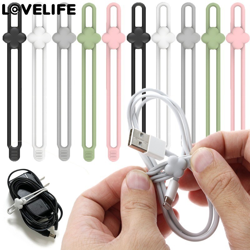 [ ที่โดดเด่น ] ม้วนเก็บสายซิลิโคนอ่อนนุ่ม - ที่รัดสายไฟ ยูเอสบี - สายรัดยางยืด - ที่ยึดที่เก็บของมัลติฟังก์ชั่น - ป้องกันการสูญหาย ความยืดหยุ่น - สําหรับหูฟัง สายข้อมูล ร่ม