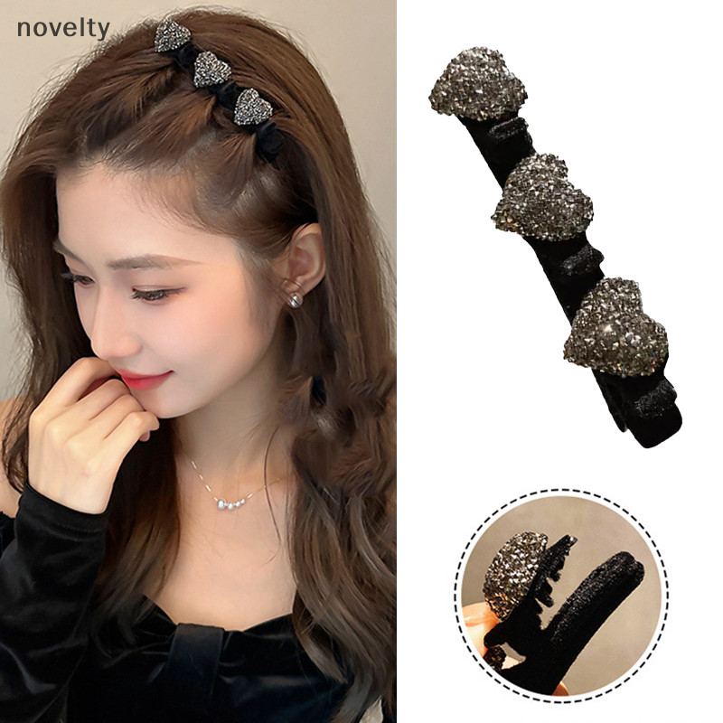 Nly สไตล์เกาหลีพลาสติกคริสตัล Love Bangs Braid Hairpins สําหรับผู้หญิงสาว Bangs ด้านข้างคลิป Barrettes อุปกรณ์เสริมผม N