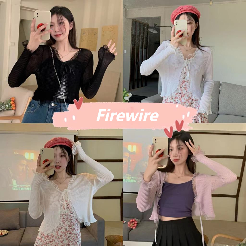 Firewire🔥พร้อมส่ง🔥 เสื้อลูกไม้ซีทรูน้ำหนักเบาวัสดุเสื้อลูกไม้เซ็กซี่~9515~