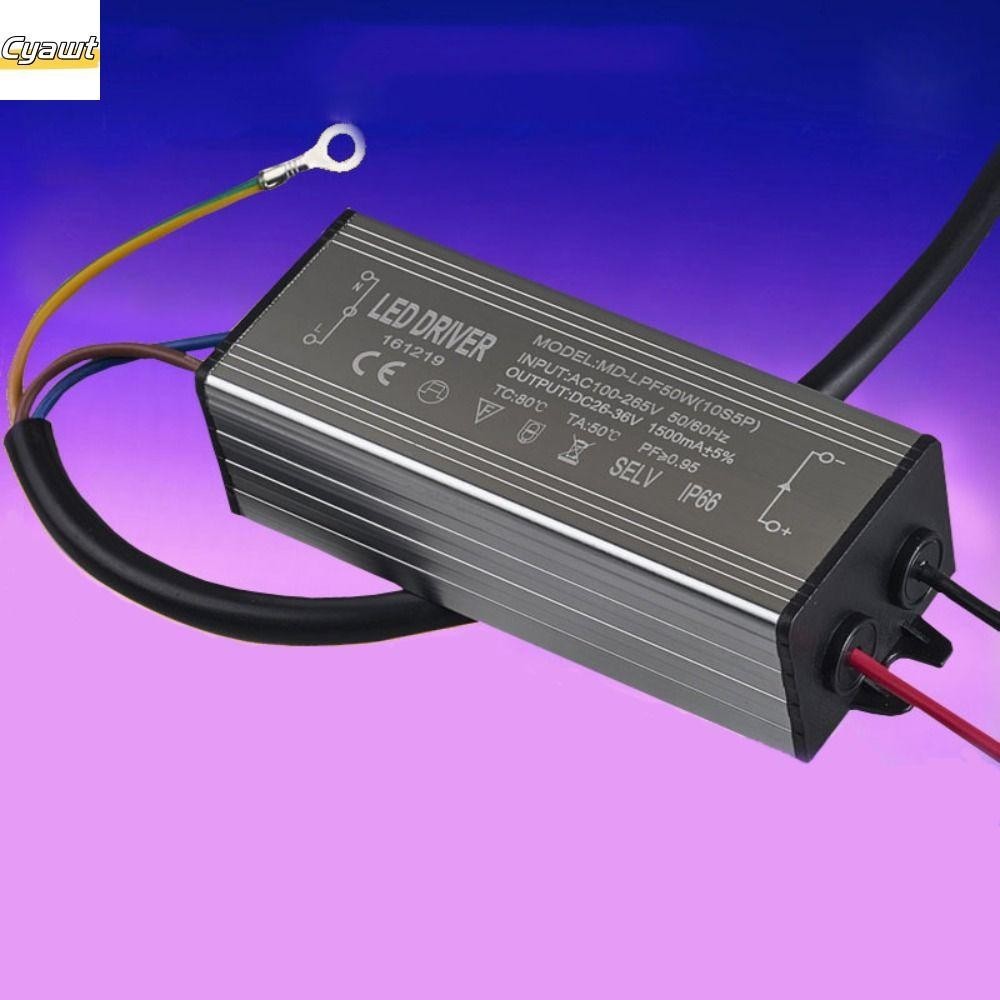 Cyawt หม้อแปลงหลอดไฟ LED, 1500mA 50W LED Driver Power Supply, AC 85-265V ถึง DC24-36V อลูมิเนียมกันน้ําแยกคงที่ไดร์เวอร์ปัจจุบัน Floodlight