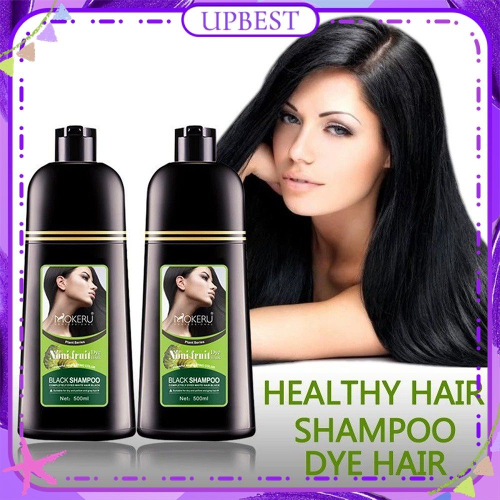 ♕ ยาย้อมผมขายดี Fade Resistance Black Hair Color Rejuvenate Hair Home Hair Dye ยาย้อมผมขาว Rapid Growth Natural Noni Hair Dye Shampoo Plant Hair Dye UPBEST