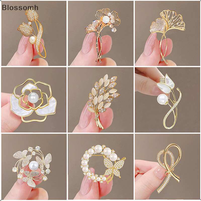 Blossomh แฟชั่นน่ารักนกผีเสื้อดอกไม้เข็มกลัดสําหรับผู้หญิงเสื้อชุดLapel Pin Anti-Glareคงที่เสื้อกันหนาวเสื้อผ้าอุปกรณ์เสริมของขวัญใหม่