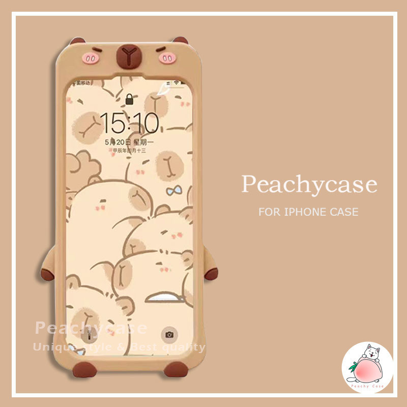 น ่ ารัก 3D Capybara ซิลิโคนเคสโทรศัพท ์ สําหรับiPhone 15 14 13 12 Pro Max 15promaxการ ์ ตูนนุ ่ มปกหลังกันกระแทกโทรศัพท ์ มือถือปลอก