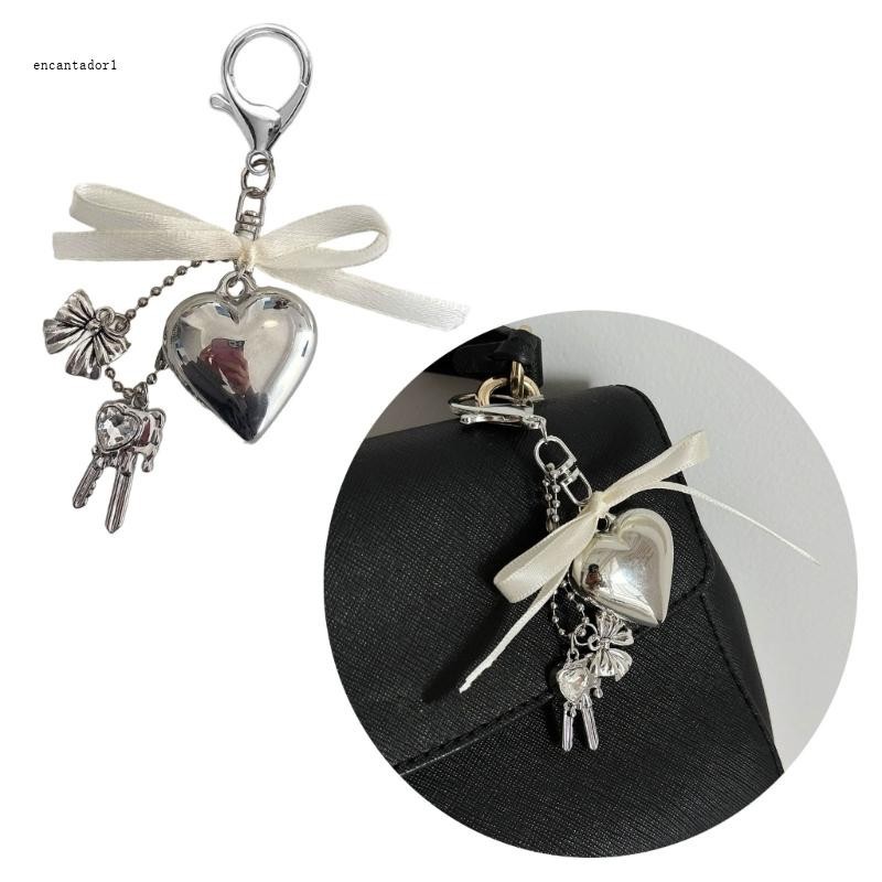 ✿ แฟชั ่ นหัวใจใหญ ่ Bowknot พวงกุญแจจี ้ ตกแต ่ ง Charm สําหรับกระเป ๋ าเป ้ สะพายหลัง