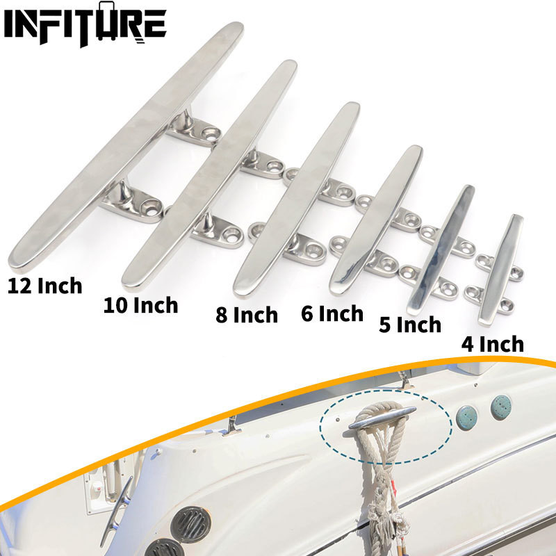 4 นิ้วถึง 12 นิ้ว Marine Low Flat Cleat ฮาร์ดแวร์ 316 เรือสแตนเลส Deck Dock เชือก Cleat ฮาร์ดแวร์สําหรับ Marine Yacht