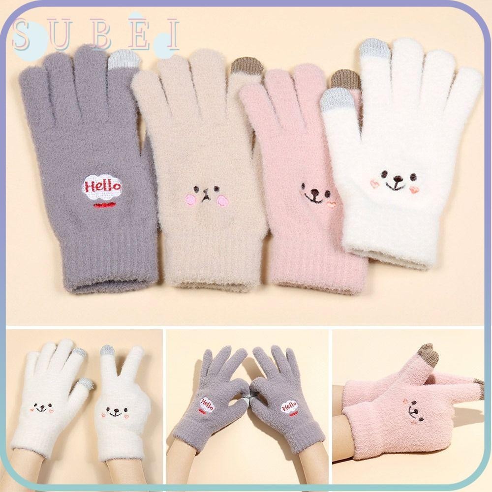 Sukaa ถุงมือฤดูหนาว น่ารัก หน้าจอสัมผัส กลางแจ้ง ถุงมือทุกนิ้ว