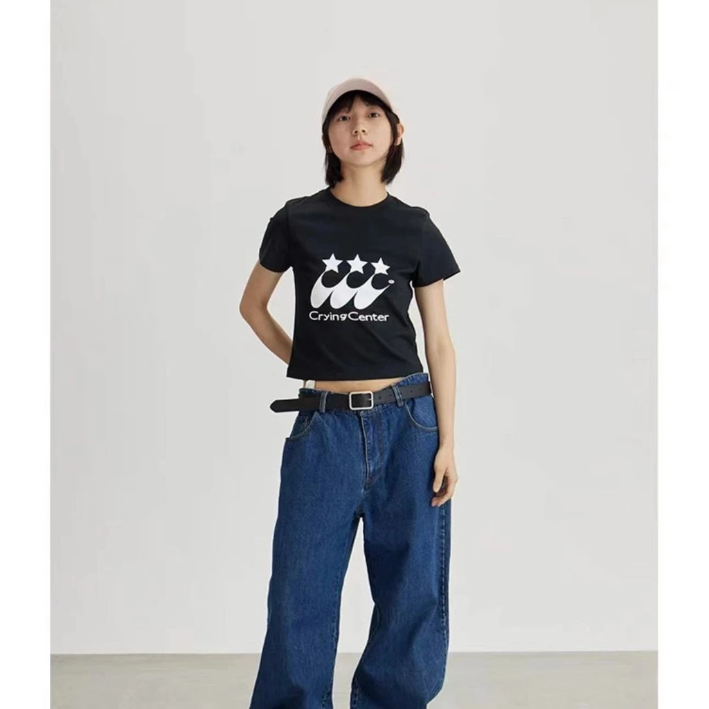 เสื้อยืดแขนสั้นผู้หญิง พิมพ์ลายดอกไม้