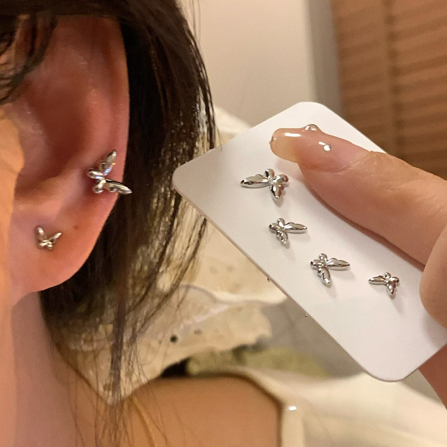 Vintage Sweet Girls Gold Silver Butterfly ต ่ างหูหู Studs อุปกรณ ์ เสริม 6 ชิ ้ น/LOT – โปรปัง