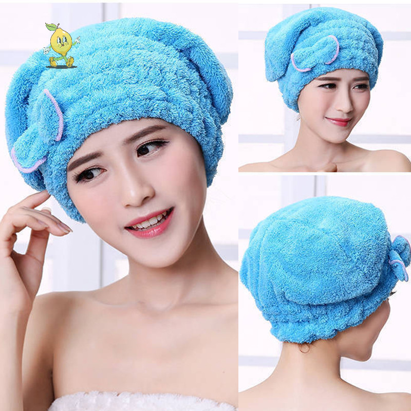 [mozh] Microfibre Quick Hair Drying Bath Spa Bowknot Wrap ผ้าขนหนูหมวกหมวกสําหรับอาบน้ําอุปกรณ์ห้องน้ําหมวกอาบน้ําสําหรับผู้หญิงหมวกผม [TH]