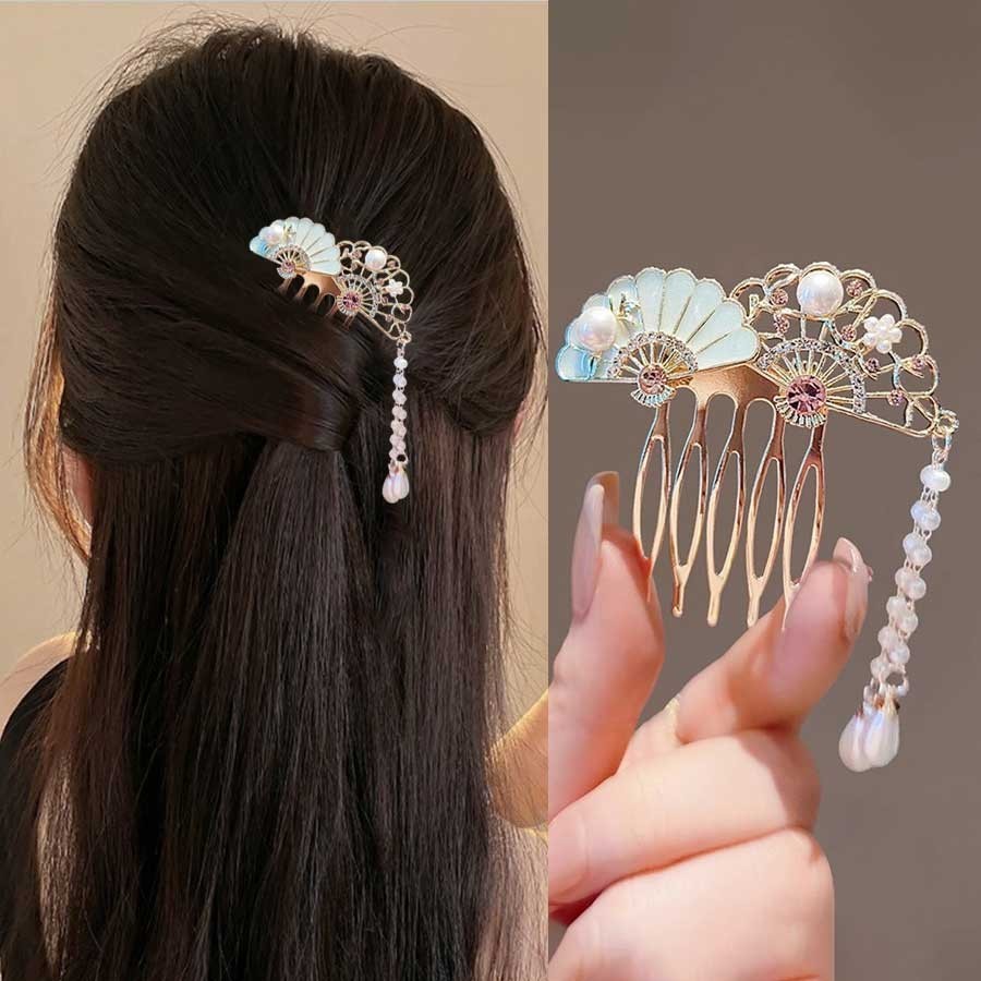 สไตล ์ จีนใหม ่ พัดลมขั ้ นตอนเขย ่ าพู ่ โบราณแทรกหวี Hairpin ขดผม Elegant Hairpin