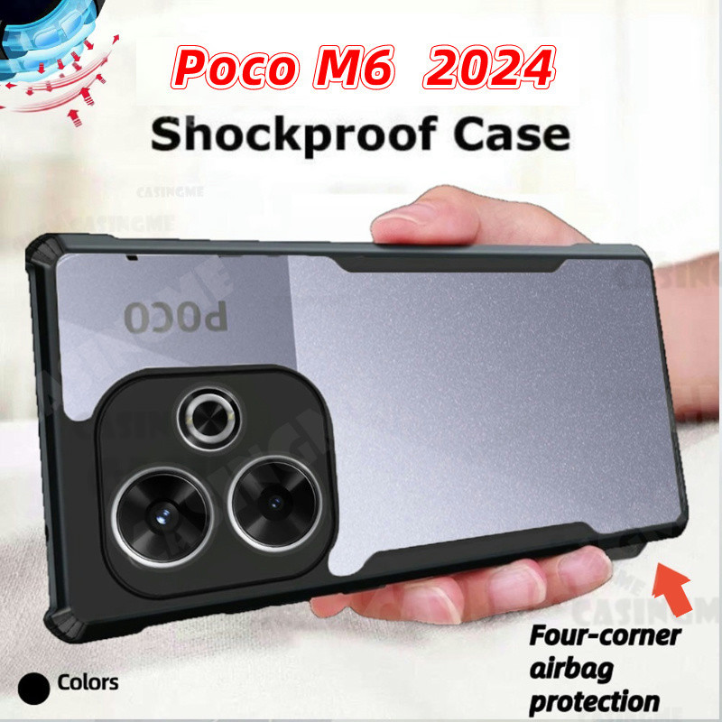 Poco M6 2024 ถุงลมนิรภัยล้างเคสโทรศัพท์สําหรับ Poco M6 4G PocoM6 6M M 6 M6Poco 4G 5G 2024 ซิลิโคนโปร่งใสเคสโทรศัพท์อะคริลิคกันกระแทกกันชน Soft TPU ฝาหลัง