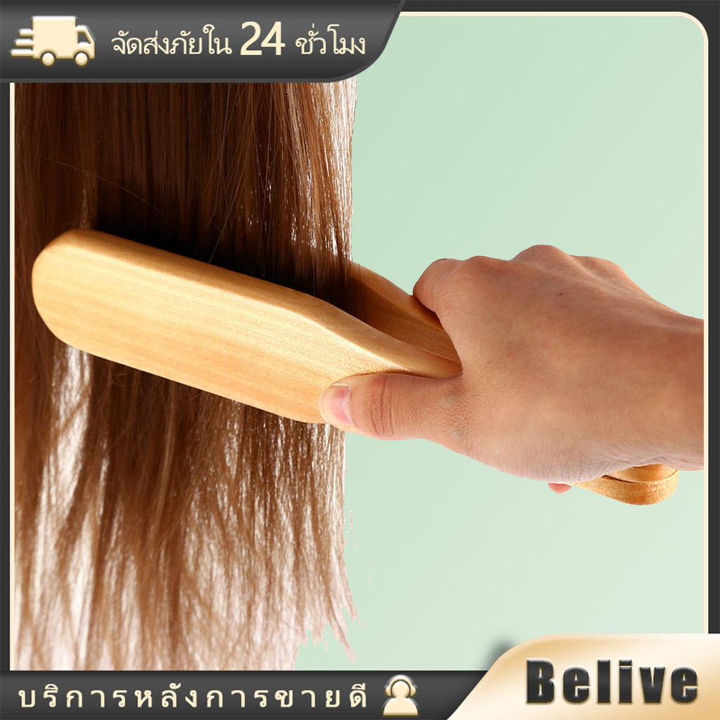 แปรงหวีผมขนหมูป่า หนีบผมตรง 22*4*4ซม.ด้ามจับไม้