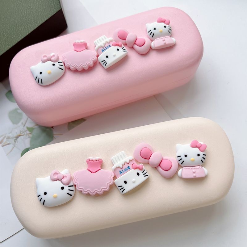 น่ารักเคทีเค้กแว่นตากรณี-น่ารักที่ไม่ซ้ํากันกรอบการ์ตูนสายตาสั้นแว่นตากรณีแบบพกพาบีบอัดทนแว่นกันแดดการจัดเก็บ
