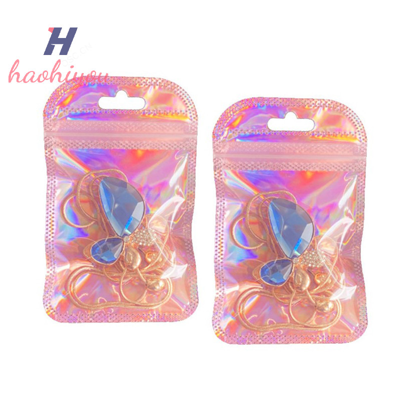 <haohiyou> 50 ชิ้น 4 รูปแบบเลเซอร์บรรจุภัณฑ์ถุงแบนกระเป๋าเครื่องสําอาง Horaphic กระเป๋า - รูปที่ 2