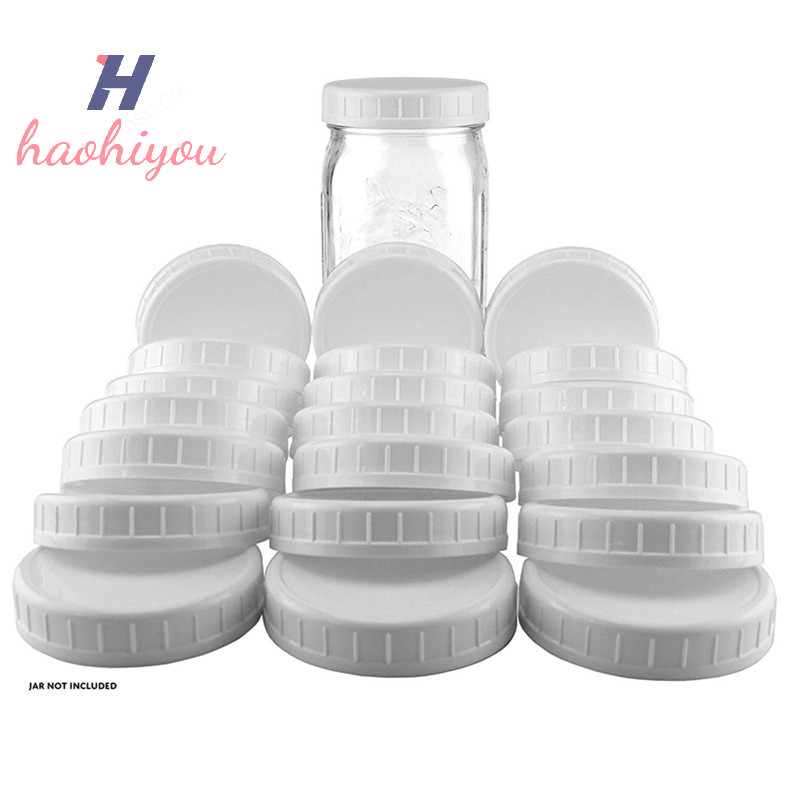<haohiyou> 10 ชิ้นสีขาว Canning ขวดดื่ม 70 มม./86 มม. เส้นผ่านศูนย์กลางภายในพลาสติกครอบคลุม Unlined Ribbed ฝาปิดเก็บหมวกเปลี่ยน