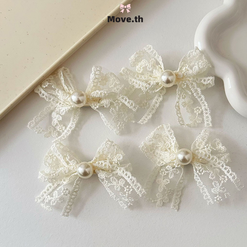 ในไทย-พร้อมส่ง✨สาวแฟชั่นคลิปผม Tulle โบว์คลิปผม Fresh Elegant คลิปปากเป็ด-Move