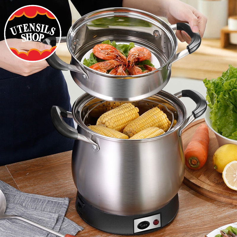 UTENSILS 【ส่งจากกรุงเทพ】หม้อนึ่งข้าวเหนียวไฟฟ้า 4 ลิตร หม้อนึ่งไฟฟ้า หม้อต้ม หม้ออุ่น หม้อไฟฟ้า (นึ่งข้าว ปลา ผัก)
