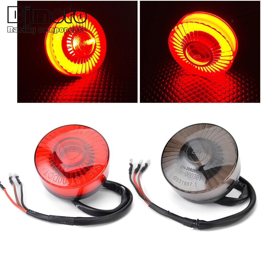 รอบไฟเบรค Vintage ไฟท้ายรถจักรยานยนต์ LED 12V สัญญาณหยุดโคมไฟสําหรับ Harley Touring Dyna Cafe Racer รถสามล้อ ATV UTV