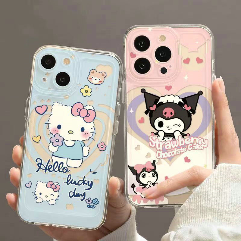 HL| เคส OPPO A18 A38 A58 A74 A91 A93 A94 2020 Reno 2F 3 4 4F 5 5F 6 5z 6z 7z 8z 8T 10 11 Pro Plus 11F F1S F5 Youth F7 F9 F11 Pro Transparent Lovely Cartton Kuromi Hello Kitty Soft Phone Case