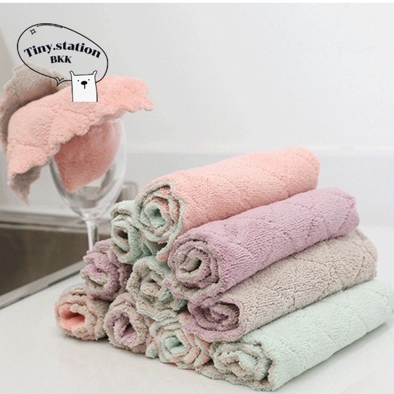 ผ้าเช็ดโต๊ะคละสี ผ้าเช็ดมือคละสี พร้อมส่ง ผ้าขี้ริ้ว
