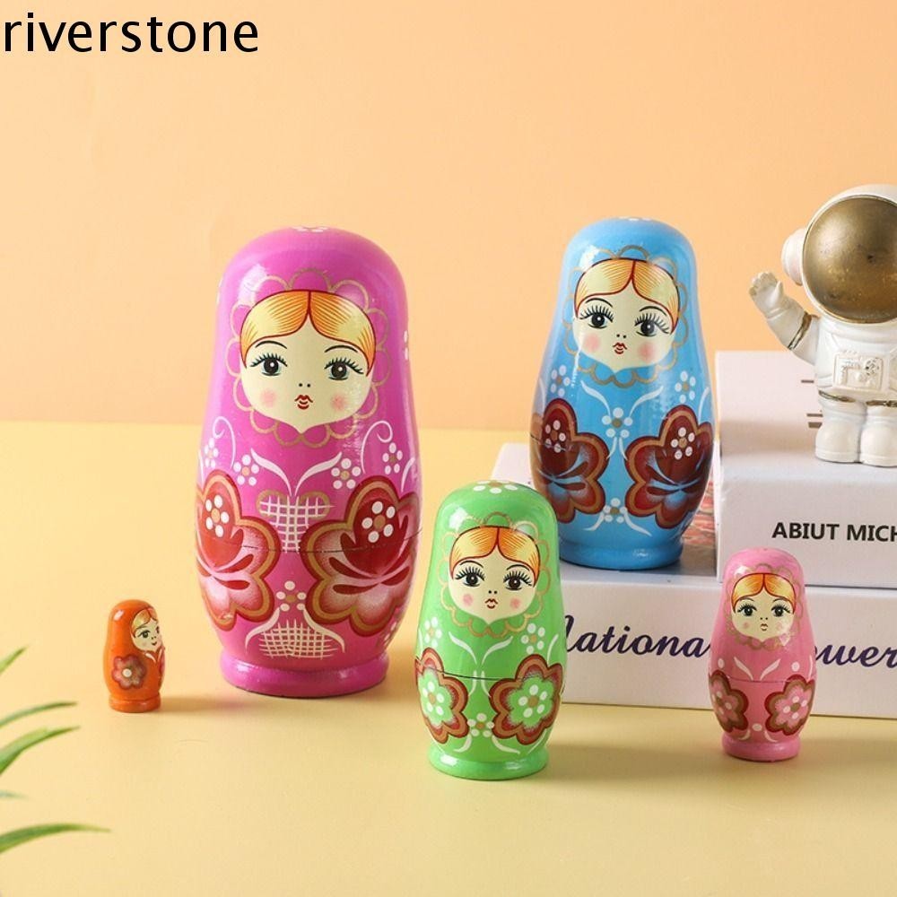 Riverstone 5 ชิ้น/เซ็ตสาว Matryoshka ตุ๊กตา, สาวญี่ปุ่นวาดสีสาวรัสเซียตุ๊กตา, น่ารักไม้การท่องเที่ยวหัตถกรรมไม้ซ้อนตุ๊กตา Brithday ของขวัญ