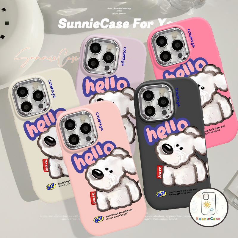 เคสIPhone 7Plus XR 11 14 13 12 15 Pro Max เคสไอโฟน 8 7 Plus X XS Max SE การ์ตูนสุนัขสีขาวน่ารักแฟชั่นคู่ลาย เคส