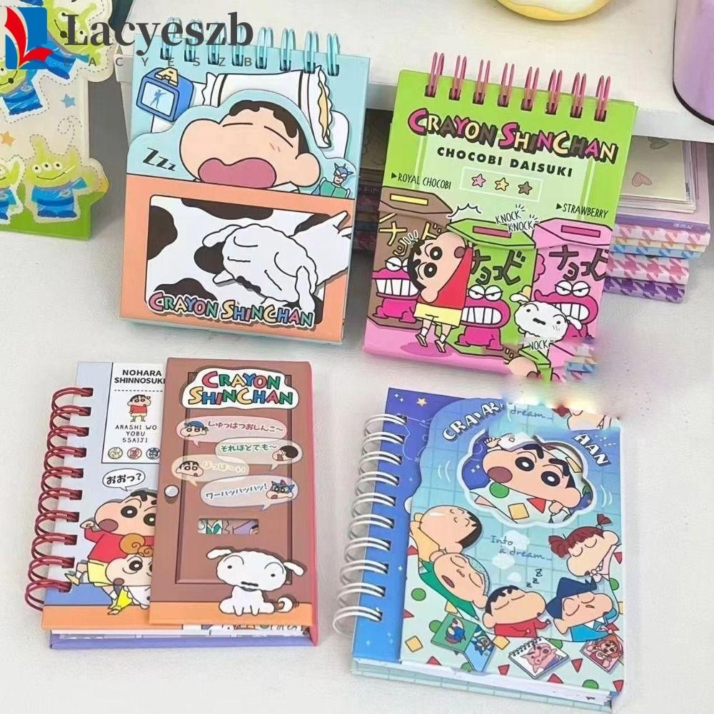 Lacyeszb Crayon Shin-chan Notepad, การ์ตูนแบบพกพา Kawaii Shin-chan Notebook, Hand Ledger Mini Creative แม่เหล็กดูดโน๊ตบุ๊คของขวัญวันเกิด