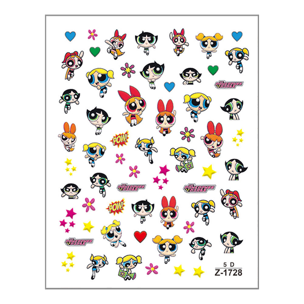 Redanco สไตล์ใหม่ 5D นูนการ์ตูน Powerpuff Girls สติ๊กเกอร์ติดเล็บสามมิติกาวสติ๊กเกอร์ติดเล็บขายส่ง ราคา ถูกที่สุด ดีลบีเคเค