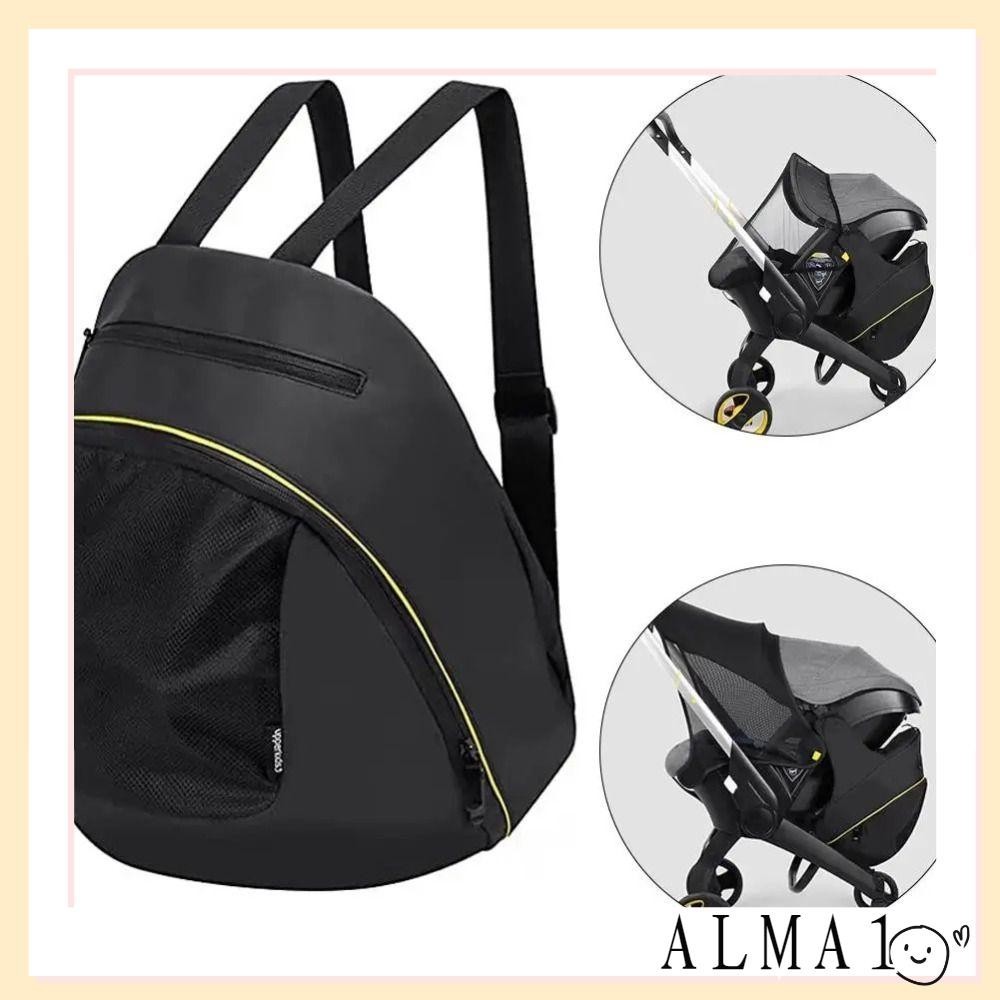 Alma Mommy Storage Bag,กระเป๋าผ้าอ้อม 2 In 1,แบบพกพาสีดําขนาดใหญ่ความจุรถเข็น Doona