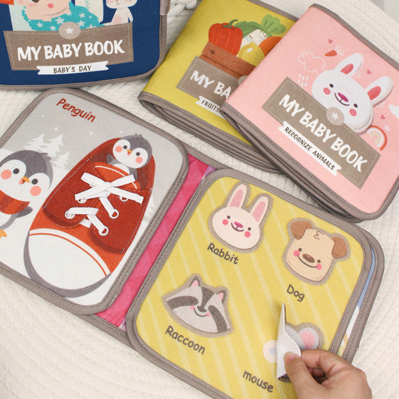 Montessori Busy Book หนังสือการศึกษาปฐมวัยสําหรับเด็ก,ของเล่นปริศนา, หนังสือผ้าความรู้ความเข้าใจรูปสัตว์, หนังสือวางซ้ําและของเล่นทางประสาทสัมผัส