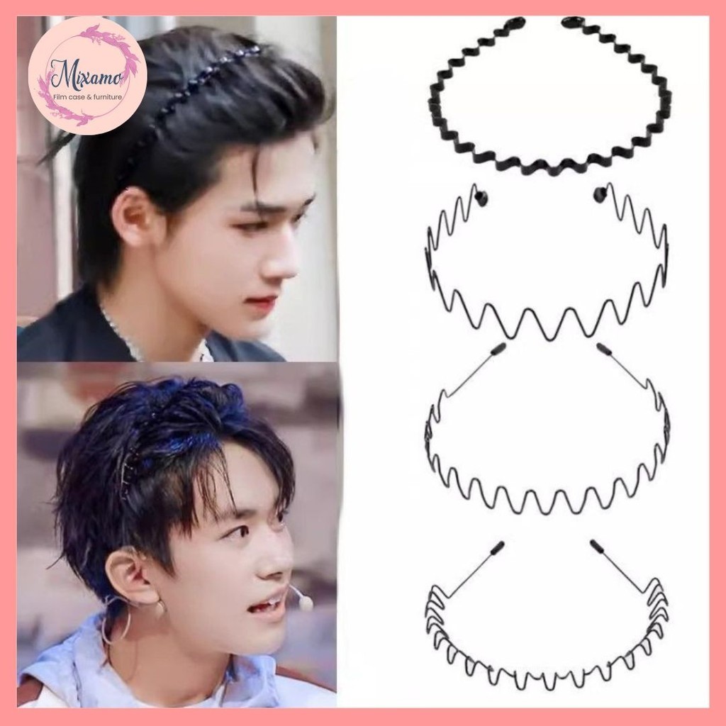 –MXM–ที่คาดผม กันลื่น โลหะ สีดํา เรียบง่าย สไตล์สปอร์ต สําหรับผู้ชาย และผู้หญิง #O-0030