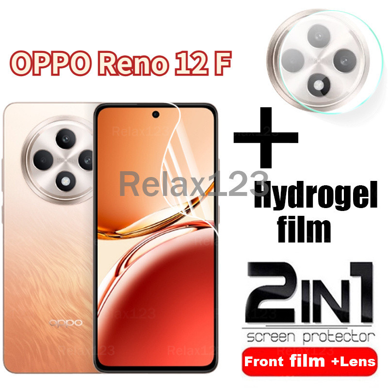 Oppo Reno 12 F 5G 2in1 ฟิล์มไฮโดรเจลด้านหน้าและฟิล์มเลนส์สําหรับOPPO Reno 12 F 5G OPPO Reno12 F 5G O