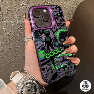 เคสไอโฟน11 Cool รูปแบบภาพประกอบ เคสโทรศัพท์มือถือ For iPhone 11 12 13 14 15 Pro Max X 7Plus เคส เคซิลิโคนุ่มสสีเงินเคส