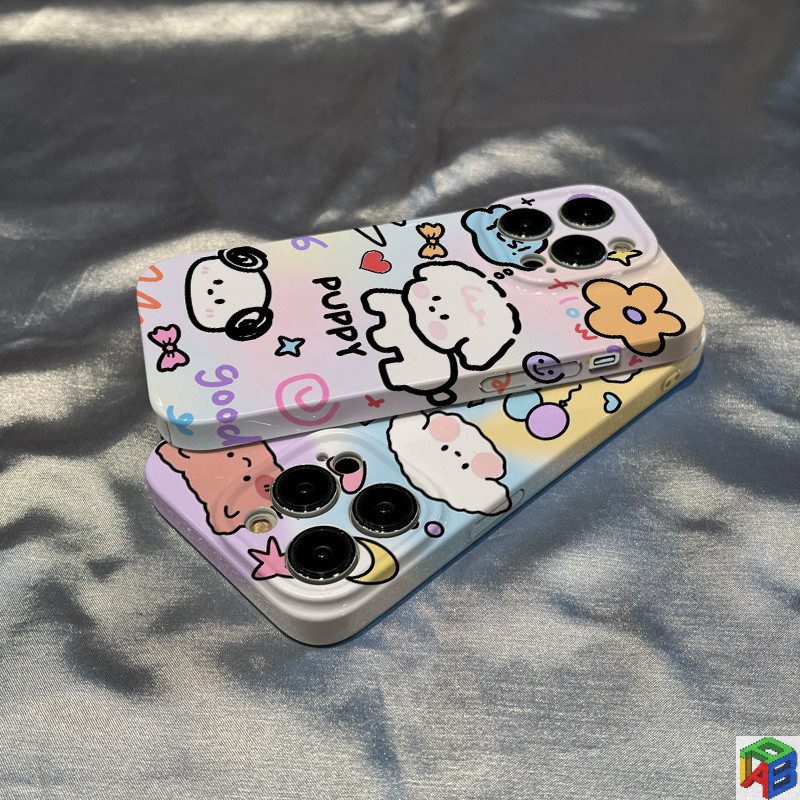 ลูกสุนัขน่ารัก Apple 14pro 15/16/17promax เคสโทรศัพท์ iPhone 13 Hard 12 รวมทุกอย่าง 11 Glossy X/7/8plus การ์ตูน Feilin